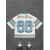 imageMens Y2K Mesh Jersey Shirts V Neck Half Sleeve Number Graphic Tees Color Block Sport T ShirtLight Blue
