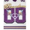 imageMens Y2K Mesh Jersey Shirts V Neck Half Sleeve Number Graphic Tees Color Block Sport T ShirtPurple White