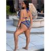 imageWomen Plus Size Thong Bikini Sets String Two Piece Halter Swimsuits with Tie Side BottomBlue