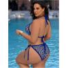imageWomen Plus Size Thong Bikini Sets String Two Piece Halter Swimsuits with Tie Side BottomBlue