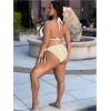 imageWomen Plus Size Thong Bikini Sets String Two Piece Halter Swimsuits with Tie Side BottomLight White