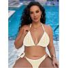 imageWomen Plus Size Thong Bikini Sets String Two Piece Halter Swimsuits with Tie Side BottomLight White