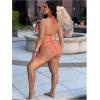 imageWomen Plus Size Thong Bikini Sets String Two Piece Halter Swimsuits with Tie Side BottomOrange