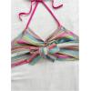 imageWomens 2 Piece Boho Vacation Summer Outfits Clothing Set Striped Backless Halter Tops and Fringe Short Skirt SetsMulticolor