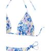 imageWomens 2 Piece Floral Bikini Sets Smocked Halter Triangle Bikini Drawstring Tie Side Sexy Cute SwimsuitsBlue Purple