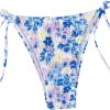 imageWomens 2 Piece Floral Bikini Sets Smocked Halter Triangle Bikini Drawstring Tie Side Sexy Cute SwimsuitsBlue Purple