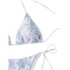 imageWomens 2 Piece Floral Bikini Sets Smocked Halter Triangle Bikini Drawstring Tie Side Sexy Cute SwimsuitsBlue and White