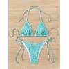 imageWomens 2 Piece Floral Bikini Sets Smocked Halter Triangle Bikini Drawstring Tie Side Sexy Cute SwimsuitsBright Blue