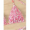 imageWomens 2 Piece Floral Bikini Sets Smocked Halter Triangle Bikini Drawstring Tie Side Sexy Cute SwimsuitsBright Pink