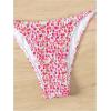 imageWomens 2 Piece Floral Bikini Sets Smocked Halter Triangle Bikini Drawstring Tie Side Sexy Cute SwimsuitsBright Pink