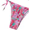 imageWomens 2 Piece Floral Bikini Sets Smocked Halter Triangle Bikini Drawstring Tie Side Sexy Cute SwimsuitsHot Pink