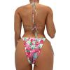 imageWomens 2 Piece Floral Bikini Sets Smocked Halter Triangle Bikini Drawstring Tie Side Sexy Cute SwimsuitsHot Pink