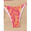 imageWomens 2 Piece Floral Bikini Sets Smocked Halter Triangle Bikini Drawstring Tie Side Sexy Cute SwimsuitsPink Orange