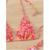 imageWomens 2 Piece Floral Bikini Sets Smocked Halter Triangle Bikini Drawstring Tie Side Sexy Cute SwimsuitsPink Orange