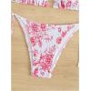 imageWomens 2 Piece Floral Bikini Sets Smocked Halter Triangle Bikini Drawstring Tie Side Sexy Cute SwimsuitsPink and White