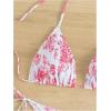 imageWomens 2 Piece Floral Bikini Sets Smocked Halter Triangle Bikini Drawstring Tie Side Sexy Cute SwimsuitsPink and White