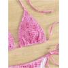 imageWomens 2 Piece Floral Bikini Sets Smocked Halter Triangle Bikini Drawstring Tie Side Sexy Cute SwimsuitsPure Pink