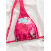imageWomens 2 Piece Floral Tropical Print Bikini Set Boho Triangle Bathing Suit Tie Backless Swimsuit SetsBright Pink