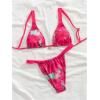 imageWomens 2 Piece Floral Tropical Print Bikini Set Boho Triangle Bathing Suit Tie Backless Swimsuit SetsBright Pink