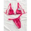 imageWomens 2 Piece Floral Tropical Print Bikini Set Boho Triangle Bathing Suit Tie Backless Swimsuit SetsBright Pink