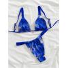 imageWomens 2 Piece Floral Tropical Print Bikini Set Boho Triangle Bathing Suit Tie Backless Swimsuit SetsDeep Blue