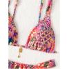imageWomens 2 Piece Floral Tropical Print Bikini Set Boho Triangle Bathing Suit Tie Backless Swimsuit SetsDeep Pink