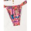 imageWomens 2 Piece Floral Tropical Print Bikini Set Boho Triangle Bathing Suit Tie Backless Swimsuit SetsDeep Pink