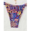 imageWomens 2 Piece Floral Tropical Print Bikini Set Boho Triangle Bathing Suit Tie Backless Swimsuit SetsDeep Purple