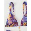 imageWomens 2 Piece Floral Tropical Print Bikini Set Boho Triangle Bathing Suit Tie Backless Swimsuit SetsDeep Purple