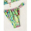 imageWomens 2 Piece Floral Tropical Print Bikini Set Boho Triangle Bathing Suit Tie Backless Swimsuit SetsGreen