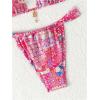 imageWomens 2 Piece Floral Tropical Print Bikini Set Boho Triangle Bathing Suit Tie Backless Swimsuit SetsHot Pink
