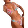 imageWomens 2 Piece Floral Tropical Print Bikini Set Boho Triangle Bathing Suit Tie Backless Swimsuit SetsMulticolor