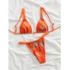 imageWomens 2 Piece Floral Tropical Print Bikini Set Boho Triangle Bathing Suit Tie Backless Swimsuit SetsOrange