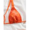 imageWomens 2 Piece Floral Tropical Print Bikini Set Boho Triangle Bathing Suit Tie Backless Swimsuit SetsOrange