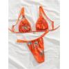 imageWomens 2 Piece Floral Tropical Print Bikini Set Boho Triangle Bathing Suit Tie Backless Swimsuit SetsOrange