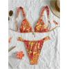 imageWomens 2 Piece Floral Tropical Print Bikini Set Boho Triangle Bathing Suit Tie Backless Swimsuit SetsOrange Patterned