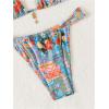 imageWomens 2 Piece Floral Tropical Print Bikini Set Boho Triangle Bathing Suit Tie Backless Swimsuit SetsOrange and Blue