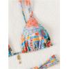 imageWomens 2 Piece Floral Tropical Print Bikini Set Boho Triangle Bathing Suit Tie Backless Swimsuit SetsOrange and Blue
