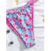 imageWomens 2 Piece Floral Tropical Print Bikini Set Boho Triangle Bathing Suit Tie Backless Swimsuit SetsPink Blue
