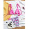 imageWomens 2 Piece Floral Tropical Print Bikini Set Boho Triangle Bathing Suit Tie Backless Swimsuit SetsPink Blue