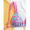 imageWomens 2 Piece Floral Tropical Print Bikini Set Boho Triangle Bathing Suit Tie Backless Swimsuit SetsPink Blue