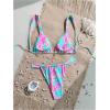imageWomens 2 Piece Floral Tropical Print Bikini Set Boho Triangle Bathing Suit Tie Backless Swimsuit SetsPink and Blue