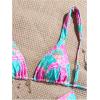 imageWomens 2 Piece Floral Tropical Print Bikini Set Boho Triangle Bathing Suit Tie Backless Swimsuit SetsPink and Blue