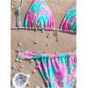 imageWomens 2 Piece Floral Tropical Print Bikini Set Boho Triangle Bathing Suit Tie Backless Swimsuit SetsPink and Blue