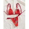 imageWomens 2 Piece Floral Tropical Print Bikini Set Boho Triangle Bathing Suit Tie Backless Swimsuit SetsRed