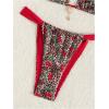 imageWomens 2 Piece Floral Tropical Print Bikini Set Boho Triangle Bathing Suit Tie Backless Swimsuit SetsRed Leopard