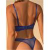 imageWomens 2 Piece Lingerie Set Floral Mesh Push Up Lace Bralette Babydoll Lingerie Bra and Panty SetsBlue