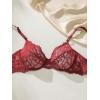 imageWomens 2 Piece Lingerie Set Floral Mesh Push Up Lace Bralette Babydoll Lingerie Bra and Panty SetsBurgundy