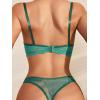 imageWomens 2 Piece Lingerie Set Floral Mesh Push Up Lace Bralette Babydoll Lingerie Bra and Panty SetsDark Green