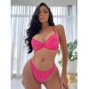 imageWomens 2 Piece Lingerie Set Floral Mesh Push Up Lace Bralette Babydoll Lingerie Bra and Panty SetsHot Pink